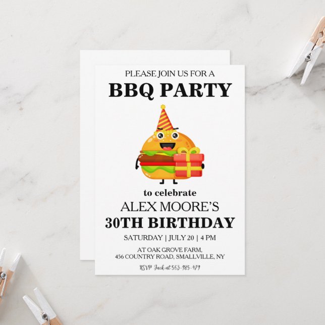 30th birthday bbq invitations (Front/Back In Situ)