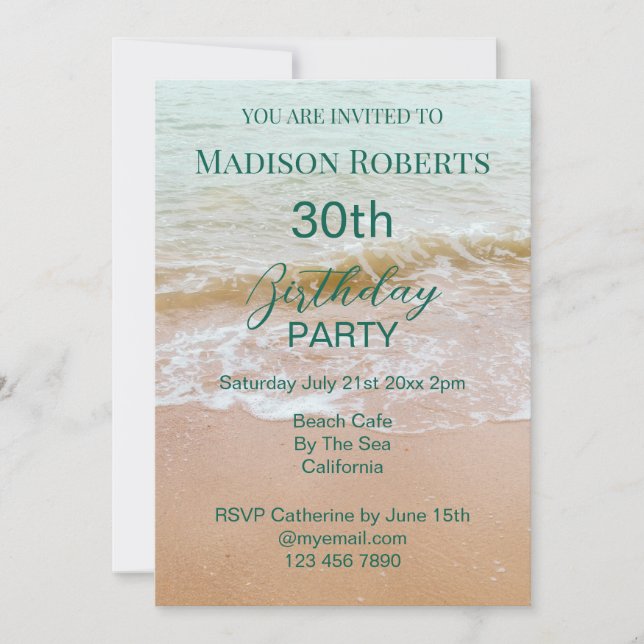 30th Birthday Beach Party  Invitation (Front)