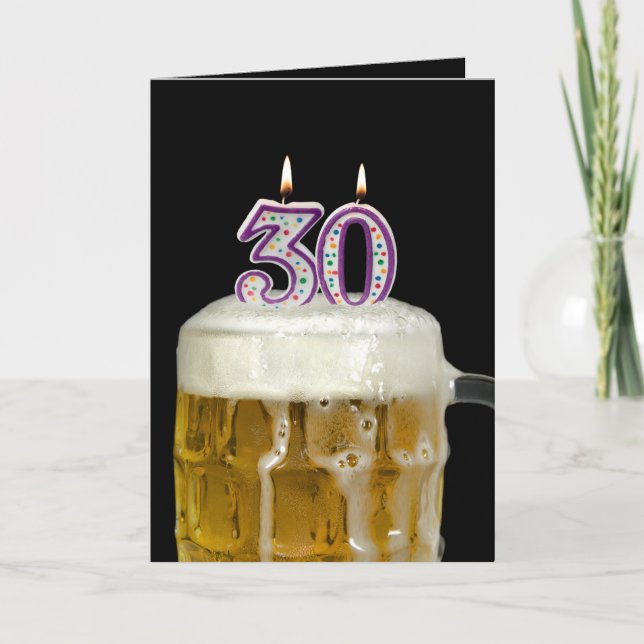 30th Birthday Beer on black Card (Front)
