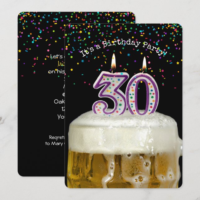 30th Birthday Beer Party Invitation (Front/Back)