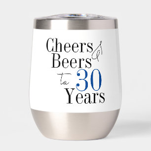 30th Birthday Beers and Cheers Typography Party