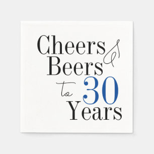 30th Birthday Beers and Cheers Typography Party  Napkin