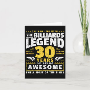 30th Birthday Billiards Player 30 Years Old Billia Card
