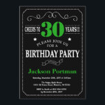 30th Birthday Black and Green Chalkboard Invitation<br><div class="desc">30th Birthday Invitation Black and Green Typography. Chalkboard. Black and White Background. Adult Birthday. Male Men or Women Birthday. Kids Boy or Girl Lady Teen Teenage Bday Invite. 13th 15th 16th 18th 20th 21st 30th 40th 50th 60th 70th 80th 90th 100th. Any Age. For further customisation, please click the "Customise...</div>