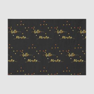 30th birthday black gold hello 30 typography tissue paper