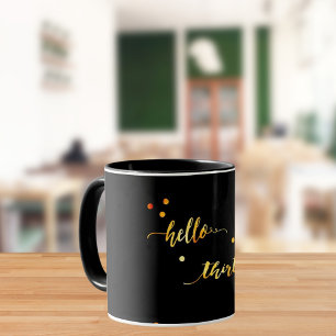 30th birthday black gold hello thirty typography mug