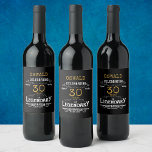 30th Birthday Black Gold  Legendary Funny<br><div class="desc">A personalised elegant 30th birthday wine bottle label that is easy to customise for that special birthday party occasion.</div>