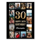 30th Birthday Black Gold Photo Collage Extra Large