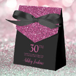 30th Birthday Black Hot Pink Glitter Thank You Favour Box<br><div class="desc">This fabulous modern 30th Birthday Black Hot Pink Glitter Thank You favour box with sparkling hot pink glitter, the birthday girl's name in a trendy script font, and tied with an elegant black bow would be perfect for your event. It would be great for a candy station, on a thank...</div>