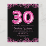 30th Birthday Black Pink Budget Invitation  Flyer<br><div class="desc">🎉🥳 Set the tone for a modern, stylish, and glamourous 30th birthday party with this stunning invitation! 💖✨ The design features a captivating combination of pink and black, exuding an air of sophistication and elegance. The number 30 takes centre stage, beautifully written in a hot pink balloon-letter style font, adding...</div>