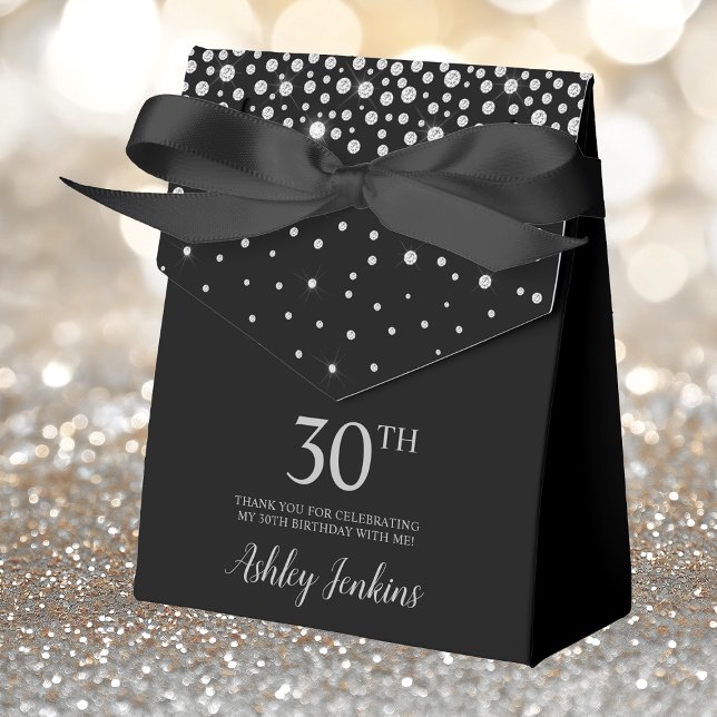 30th Birthday Black Sparkly Thank You Favour Box (Creator Uploaded)