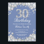 30th Birthday Blue and Silver Diamond Invitation<br><div class="desc">30th Birthday Invitation. Blue and Silver Rhinestone Diamond. Elegant Birthday Bash invite. Adult Birthday. Women Birthday. Men Birthday. For further customisation,  please click the "Customise it" button and use our design tool to modify this template.</div>