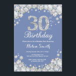 30th Birthday Blue and Silver Diamond Invitation<br><div class="desc">30th Birthday Invitation. Blue and Silver Rhinestone Diamond. Elegant Birthday Bash invite. Adult Birthday. Women Birthday. Men Birthday. For further customisation,  please click the "Customise it" button and use our design tool to modify this template.</div>