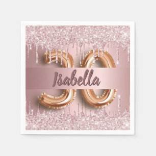 30th birthday blush pink glitter monogram napkin
