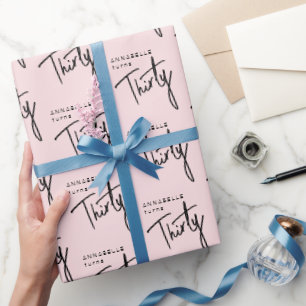 30th birthday blush pink script wrapping paper