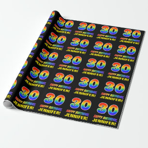 30th Birthday: Bold, Fun, Simple, Rainbow 30 Wrapping Paper