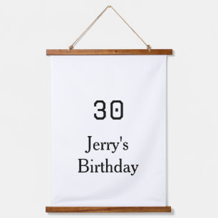 30th birthday bold letter name date simple minimal hanging tapestry