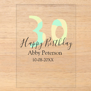 30th birthday bold letter pastel yellow black retr acrylic invitations