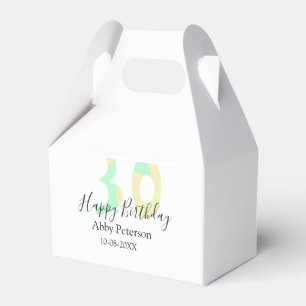 30th birthday bold letter pastel yellow black retr favour box