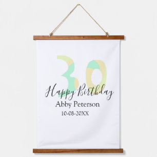 30th birthday bold letter pastel yellow black retr hanging tapestry