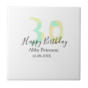 30th birthday bold letter pastel yellow black retr tile