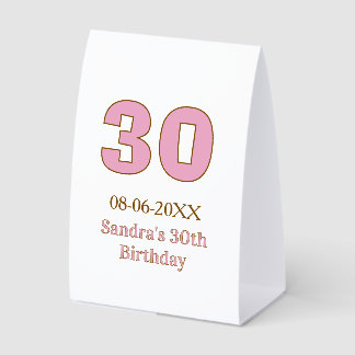 30th birthday bold pink golden name date simple mi