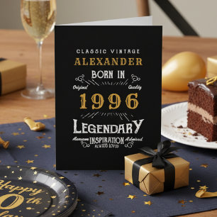 30th Birthday Born 1972 Vintage Black Gold Card