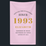30th Birthday Born 1993 Add Name Pink Grey Banner<br><div class="desc">Personalized Birthday add your name and year banner. Edit the name and year with the template provided. A wonderful custom birthday party accessory. More gifts and party supplies available with the "setting standards" design in the store.</div>