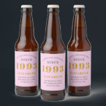 30th Birthday Born 1993 Add Name Pink Grey Beer Bottle Label<br><div class="desc">Personalized Birthday add your name and year beer label. Edit the name and year with the template provided. A wonderful custom pink birthday party item. More gifts and party supplies available with the "setting standards" design in the store.</div>