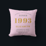 30th Birthday Born 1993 Add Name Pink Grey Cushion<br><div class="desc">Personalized Birthday add your name and year throw pillow. Edit the name and year with the template provided. A wonderful custom pink birthday home decor cushion. More gifts and party supplies available with the "setting standards" design in the store.</div>