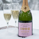 30th Birthday Born 1993 Add Name Pink Grey Sparkling Wine Label<br><div class="desc">Personalised Birthday add your name and year sparkling wine label. Edit the name and year with the template provided. A wonderful custom pink birthday party item. More gifts and party supplies available with the "setting standards" design in the store.</div>