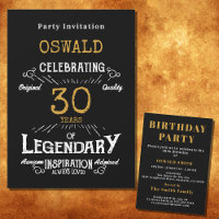 30th Birthday Born Legendary Black Gold Retro
