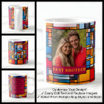 30th Birthday Brother Stained Glass Photo Mug 008<br><div class="desc">My modern-designed photo birthday mug is perfect for celebrating the special 30th birthday milestone. Featuring a palette of vibrant colors, this mug elevates the traditional birthday gift to an artful level of elegance and personal touch. Crafted to commemorate the joyous occasion of a 30th birthday, this mug seamlessly blends functionality...</div>