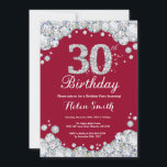 30th Birthday Burgundy Red and Silver Diamond Invitation<br><div class="desc">30th Birthday Invitation. Burgundy Red and Silver Rhinestone Diamond. Elegant Birthday Bash invite. Adult Birthday. Women Birthday. Men Birthday. For further customisation,  please click the "Customise it" button and use our design tool to modify this template.</div>