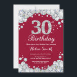 30th Birthday Burgundy Red and Silver Diamond Invitation<br><div class="desc">30th Birthday Invitation. Burgundy Red and Silver Rhinestone Diamond. Elegant Birthday Bash invite. Adult Birthday. Women Birthday. Men Birthday. For further customisation,  please click the "Customise it" button and use our design tool to modify this template.</div>