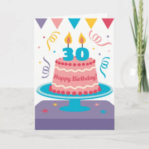 30th Birthday Cake: Customisable! Card