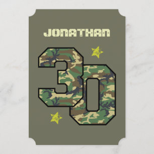 30th Birthday Camo One Year Custom Name A03 Invitation