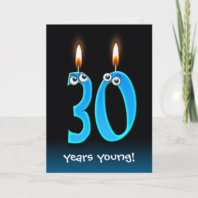 30th Birthday Candles with Eyeballs Card (Front)