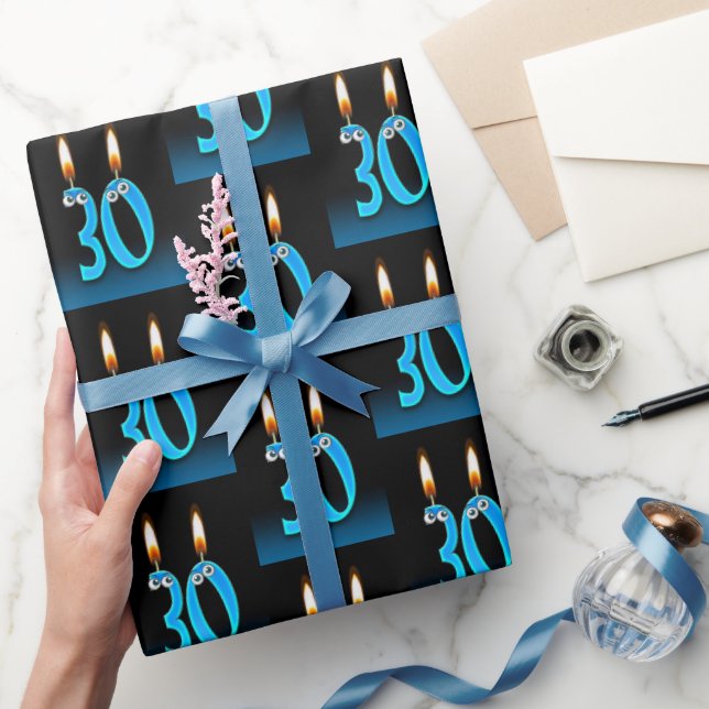 30th Birthday Candles with Eyeballs  Wrapping Paper (Gifting)