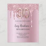 30th Birthday card for her<br><div class="desc">Budget 30th birthday silver glitter invitation
A modern,  stylish and glamourous invitation for a 30th birthday party. A faux rose looking background,  decorated with glitter dust. Personalise and add your name and party details. Number 30 is written with a balloon style font,  script on front and back.</div>