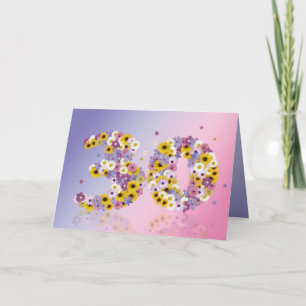 30th birthday card with flowery letters