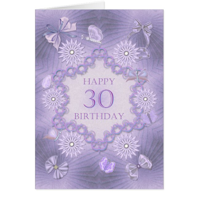 30th birthday card with lavender flowers (Front)