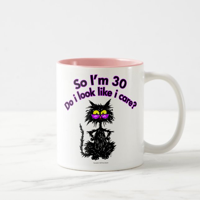 30th Birthday Cat Gifts Two-Tone Coffee Mug (Right)