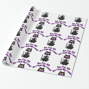 30th Birthday Cat Wrapping Paper