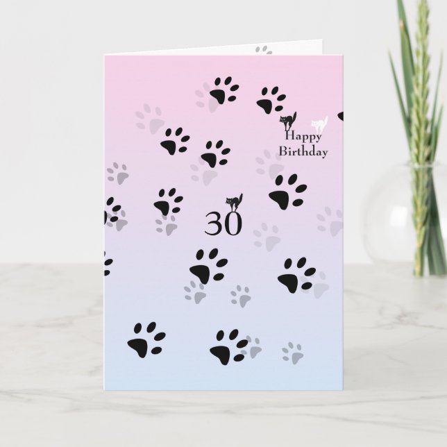 30th Birthday Cats (add Photograph) Card (Front)