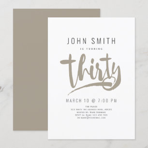 30th Birthday Celebration, Modern, Masculine Invitation