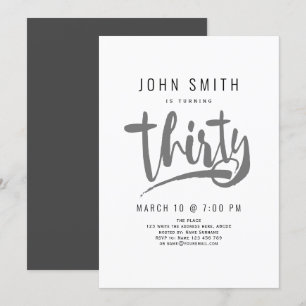 30th Birthday Celebration, Modern, Masculine Invitation