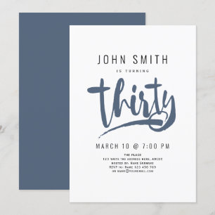 30th Birthday Celebration, Modern, Masculine Invitation