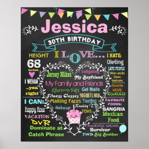 30th birthday chalkboard poster sign adult