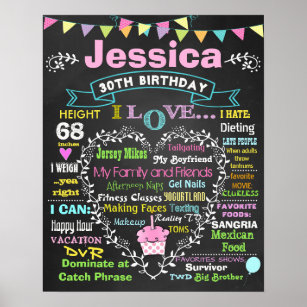 30th birthday chalkboard poster sign adult